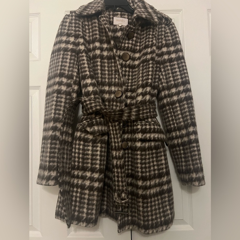 Laundry by Shelli Segal Designer Houndstooth Trench Coat
